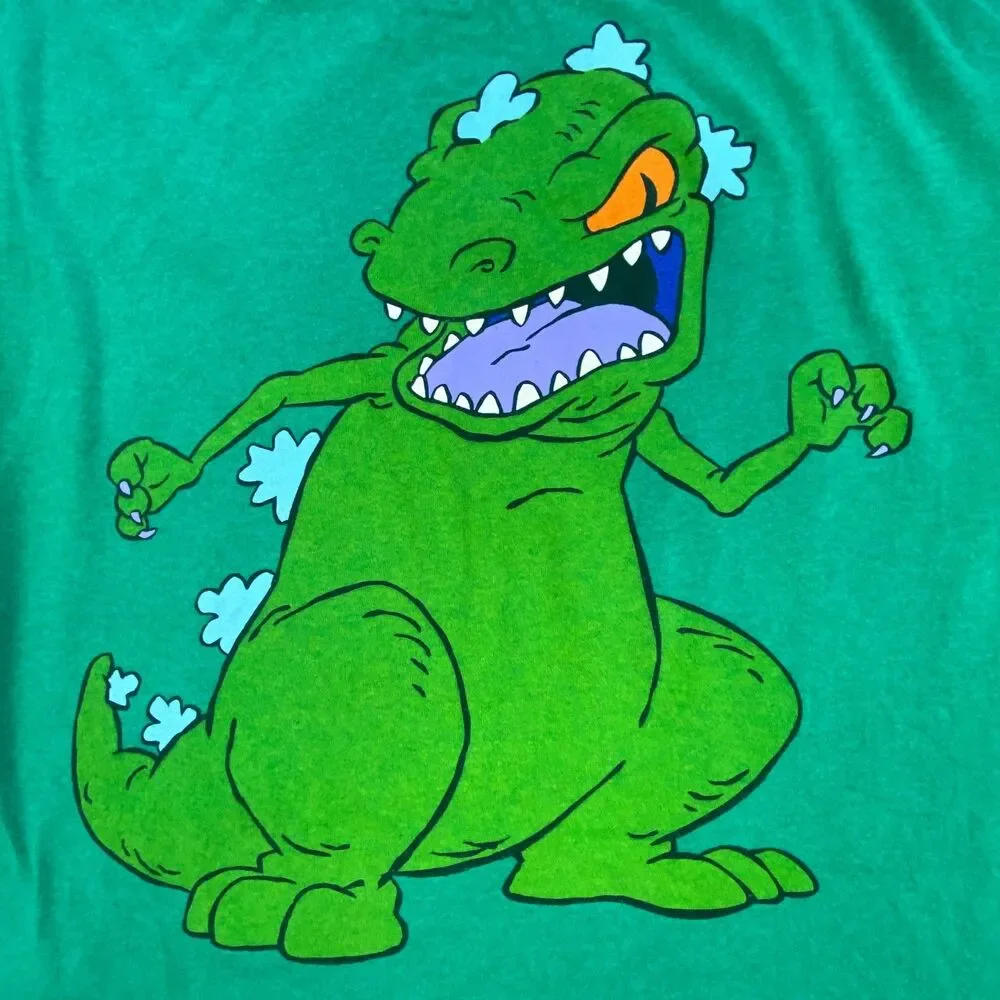 Nickelodeon Rugrats Reptar Graphic T-Shirt Green Men Size L Short Sleeve Tee